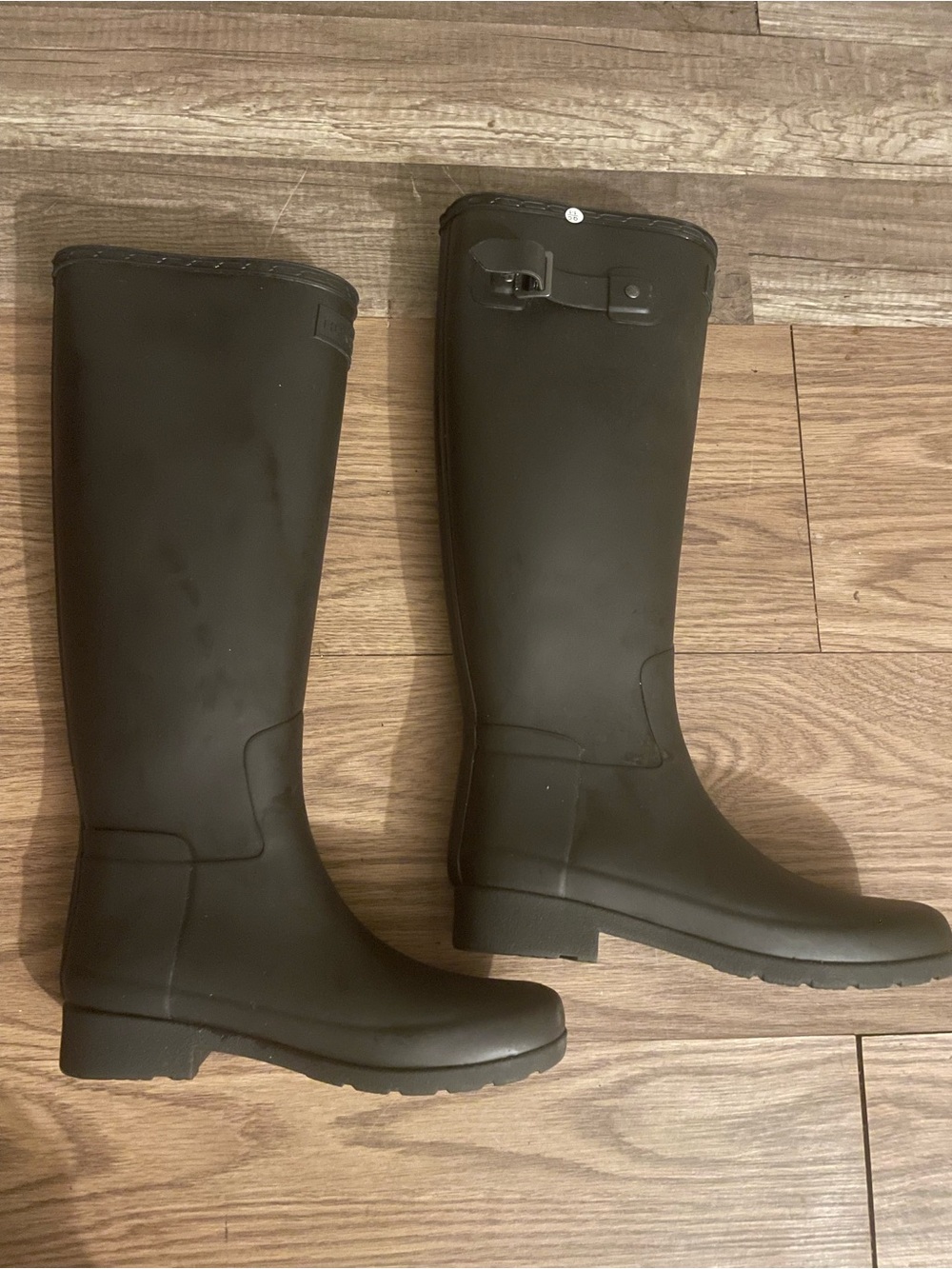 Hunter Women's Matte Black Tall Rain Boots with Side Buckle
